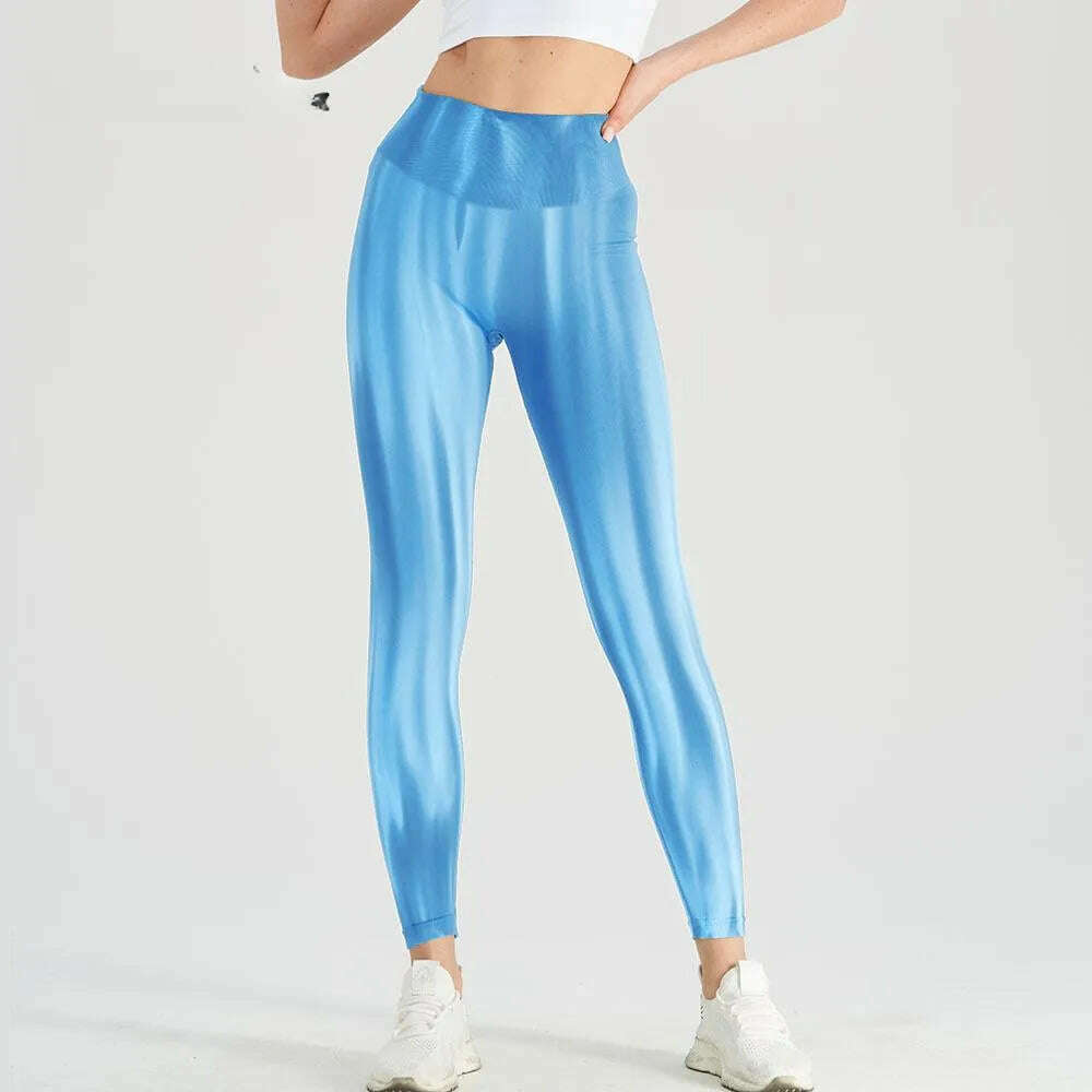 KIMLUD, Gradient High Waist Sexy Gym Leggings Women Run Athletic Skinny Stretch Sports Tights Woman Beautiful Running Pants, Blue / S, KIMLUD APPAREL - Womens Clothes