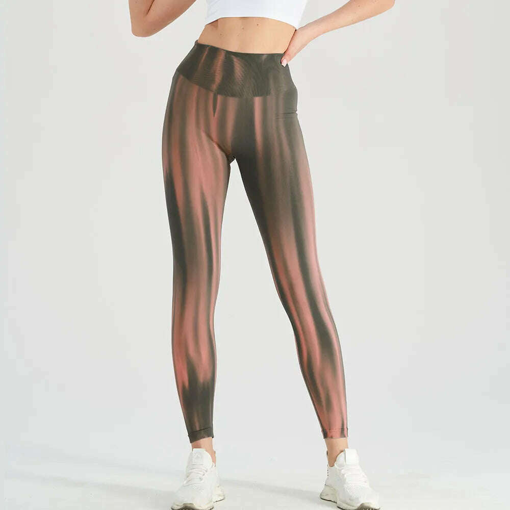 KIMLUD, Gradient High Waist Sexy Gym Leggings Women Run Athletic Skinny Stretch Sports Tights Woman Beautiful Running Pants, bronw / S, KIMLUD APPAREL - Womens Clothes