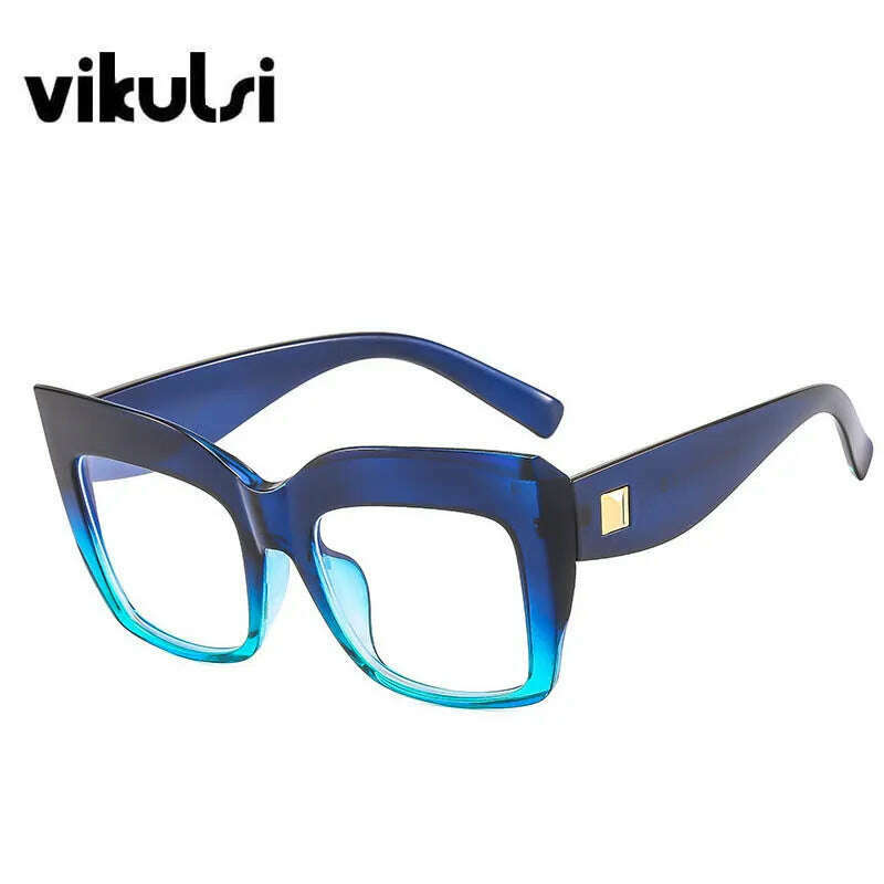 KIMLUD, Gradient Square Optical Glasses Women Thick Frame Anti Blue Glasses Myopia Prescription Eyeglasses Frames Ladies Blu-ray Glasses, Gradient Blue, KIMLUD Womens Clothes