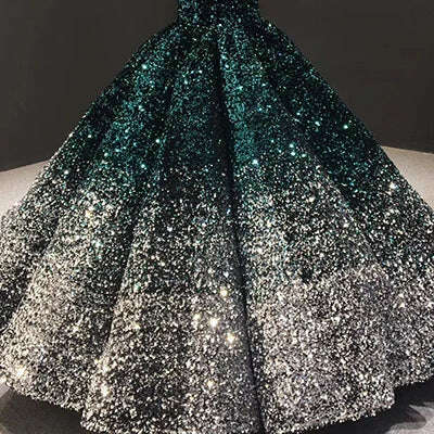 KIMLUD, Gradual Change Indigo Black Red Wedding Dresses 2023 Sleeveless Sequined Luxury Wedding Gowns Serene Hill HA2305 Custom Made, dark green silver / 10, KIMLUD APPAREL - Womens Clothes
