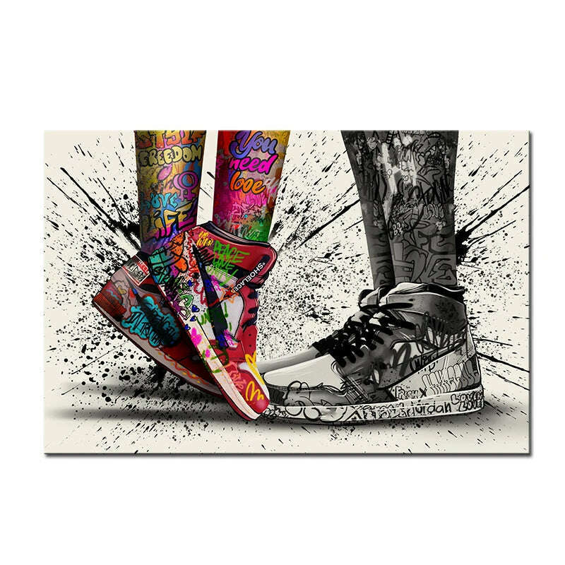 KIMLUD, Graffiti Tide Brand Sneakers Poster Print Wall Art Canvas Painting Modern Pop Art Home Decorative Painting For Living Room Decor, KIMLUD Womens ClothesKIMLUD, Graffiti Tide Brand Sneakers Poster Print Wall Art Canvas Painting Modern Pop Art Home Decorative Painting For Living Room Decor, 55A52 / 90X130 cm no frame, KIMLUD APPAREL - Womens Clothes