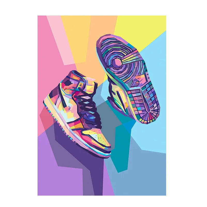 KIMLUD, Graffiti Tide Brand Sneakers Poster Print Wall Art Canvas Painting Modern Pop Art Home Decorative Painting For Living Room Decor, KIMLUD Womens ClothesKIMLUD, Graffiti Tide Brand Sneakers Poster Print Wall Art Canvas Painting Modern Pop Art Home Decorative Painting For Living Room Decor, 2002 / 90X130 cm no frame, KIMLUD APPAREL - Womens Clothes