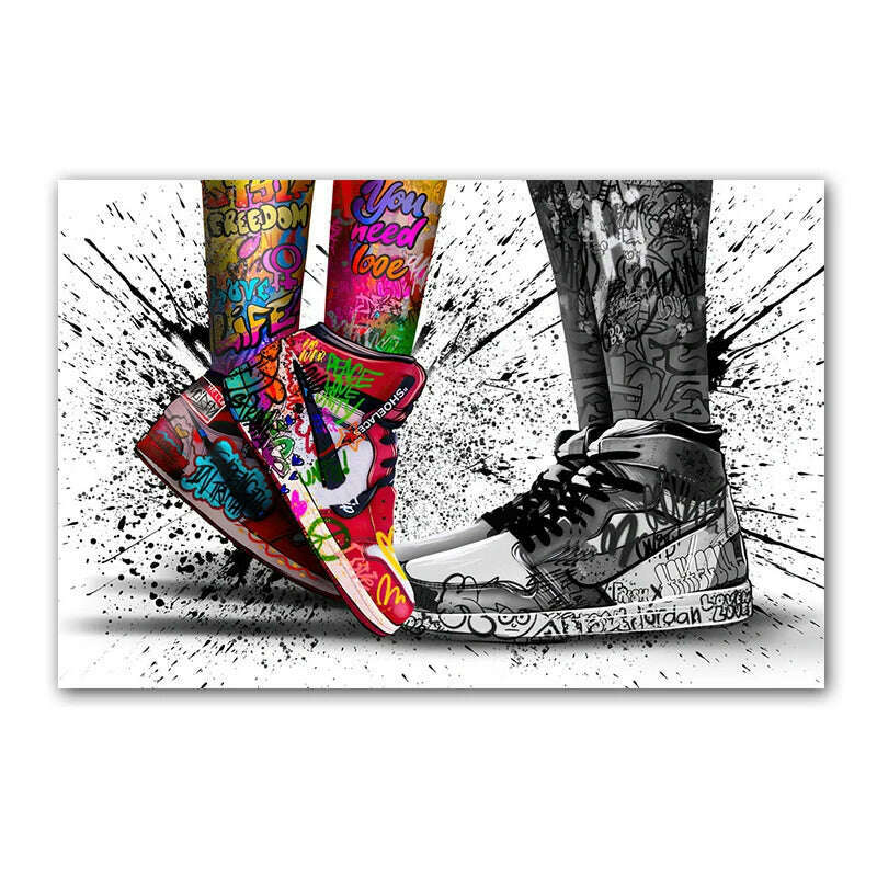 KIMLUD, Graffiti Tide Brand Sneakers Poster Print Wall Art Canvas Painting Modern Pop Art Home Decorative Painting For Living Room Decor, KIMLUD Womens ClothesKIMLUD, Graffiti Tide Brand Sneakers Poster Print Wall Art Canvas Painting Modern Pop Art Home Decorative Painting For Living Room Decor, 2118 / 90X130 cm no frame, KIMLUD APPAREL - Womens Clothes