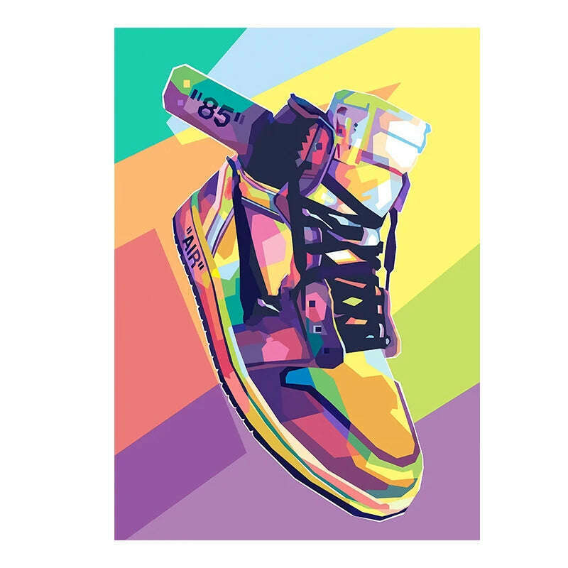 Graffiti Tide Sneakers HD Art Inkjet Canvas Painting Fashion Posters and Prints Street Pop Art Wall Picture for Living Room Home - KIMLUD