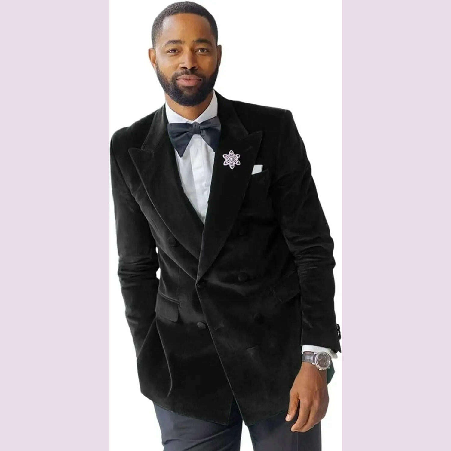 KIMLUD, Green Velvet Smoking Suit Jacket for Men Suit 2024 Slim Fit Peak Lapel Custom Wedding Tuxedo Blazer 1 Pc African Fashion Coat, black / XS (EU44 or US34), KIMLUD APPAREL - Womens Clothes