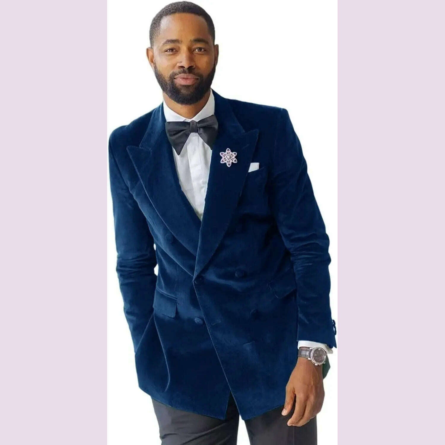 KIMLUD, Green Velvet Smoking Suit Jacket for Men Suit 2024 Slim Fit Peak Lapel Custom Wedding Tuxedo Blazer 1 Pc African Fashion Coat, Royal Blue / XL (EU52 or US42), KIMLUD APPAREL - Womens Clothes