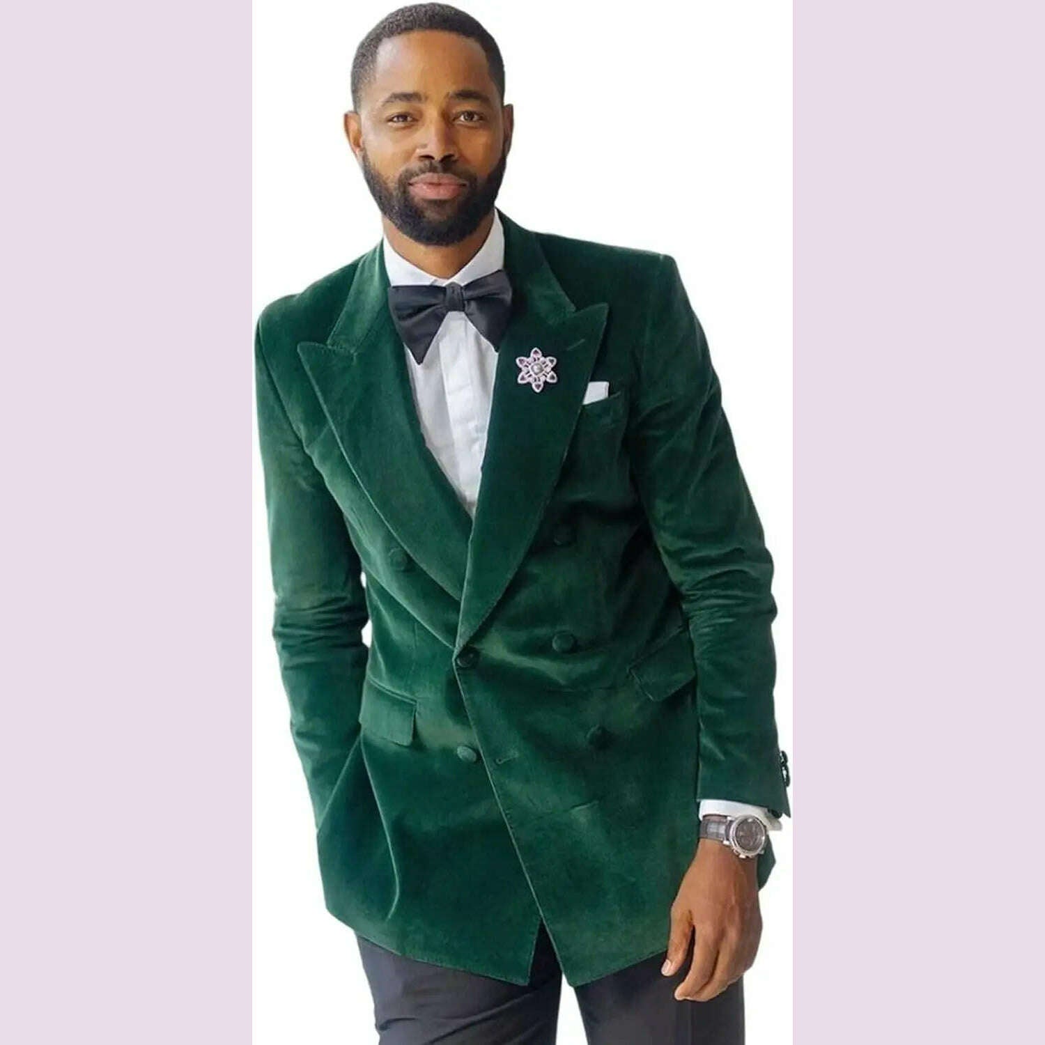 KIMLUD, Green Velvet Smoking Suit Jacket for Men Suit 2024 Slim Fit Peak Lapel Custom Wedding Tuxedo Blazer 1 Pc African Fashion Coat, green / XS (EU44 or US34), KIMLUD APPAREL - Womens Clothes