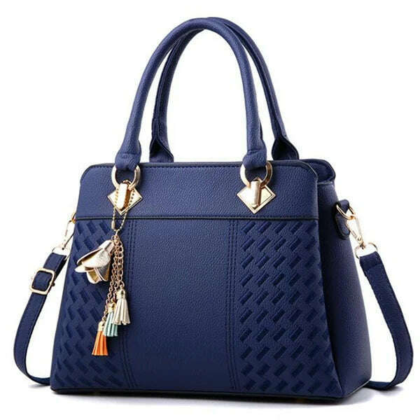 KIMLUD, Gusure Luxury Handbag Women Crossbody Bag with tassel hanging Large Capacity Female Shoulder Bags Embroidery Tote Sac A Main, dark blue / 31x14x23cm, KIMLUD Womens Clothes
