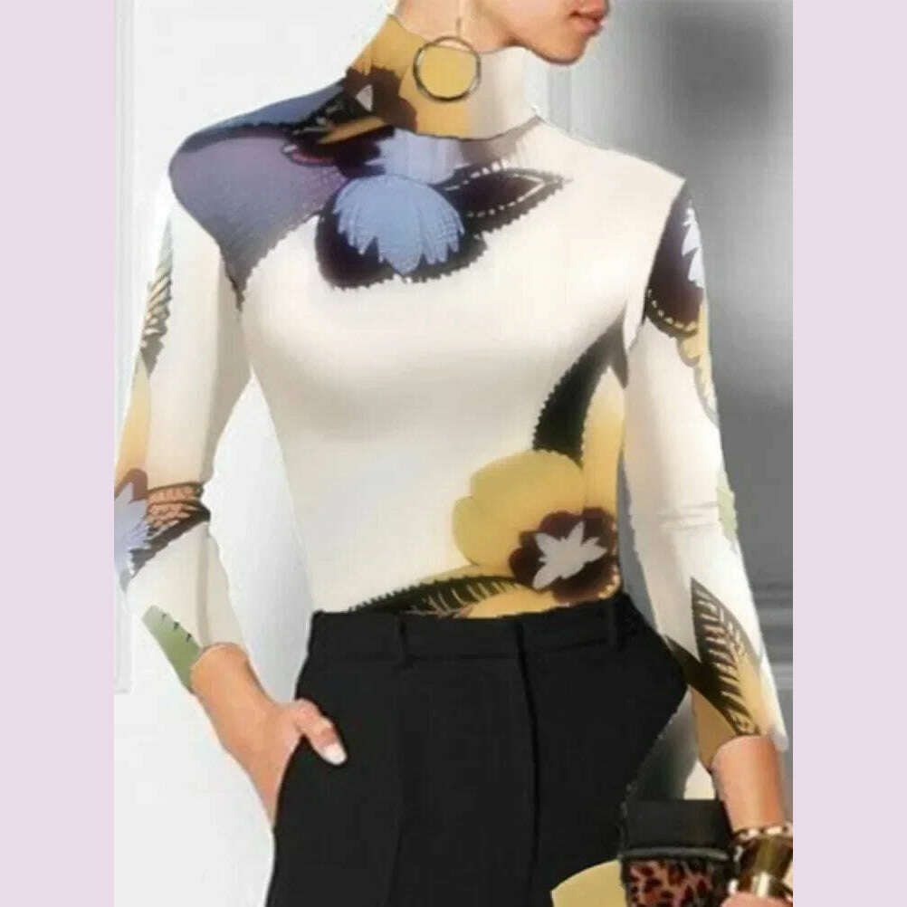 Gymystars Women's Two Pieces Set Pant Sets Colorful Skinny Flower Print T-Shirts High Waisted Pants Trousers Female Top&bottom - KIMLUD