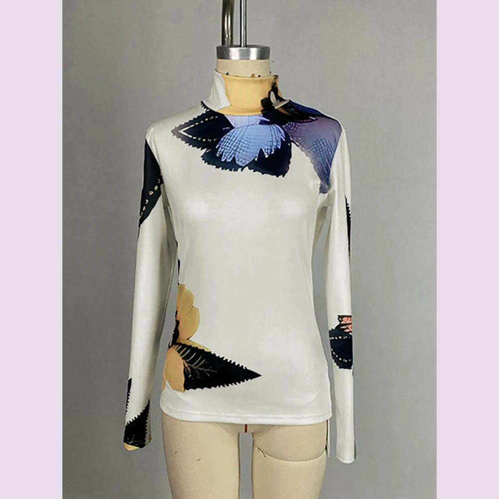 Gymystars Women's Two Pieces Set Pant Sets Colorful Skinny Flower Print T-Shirts High Waisted Pants Trousers Female Top&bottom - KIMLUD