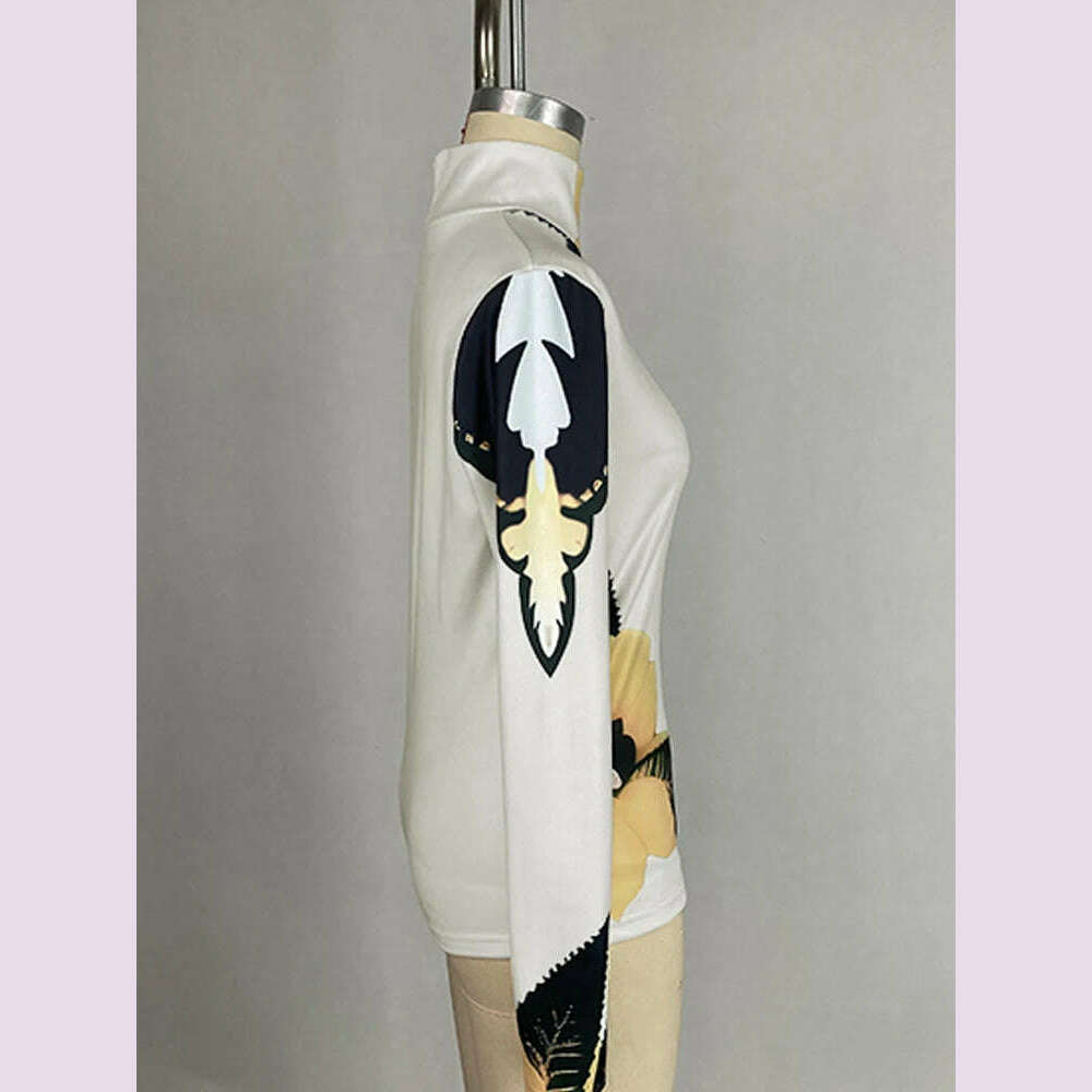 Gymystars Women's Two Pieces Set Pant Sets Colorful Skinny Flower Print T-Shirts High Waisted Pants Trousers Female Top&bottom - KIMLUD