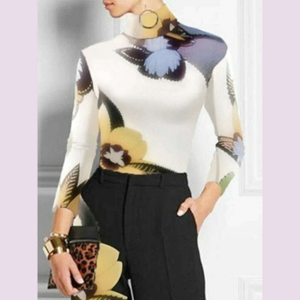 Gymystars Women's Two Pieces Set Pant Sets Colorful Skinny Flower Print T-Shirts High Waisted Pants Trousers Female Top&bottom - KIMLUD