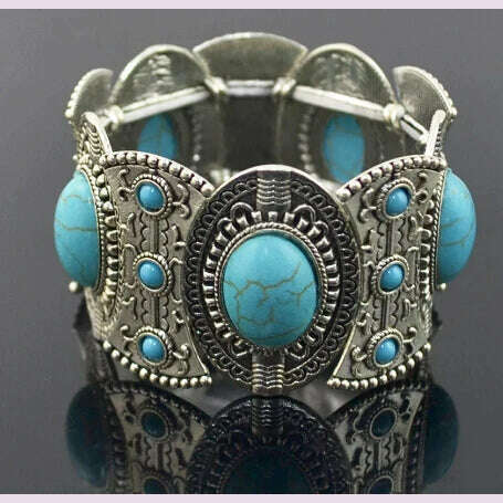 Gypsy Bohemian Coin Bracelets for Women Metal Vintage Flower Statement Bracelets Festival Turkish Beach Jewelry Tribal Ethnic - KIMLUD