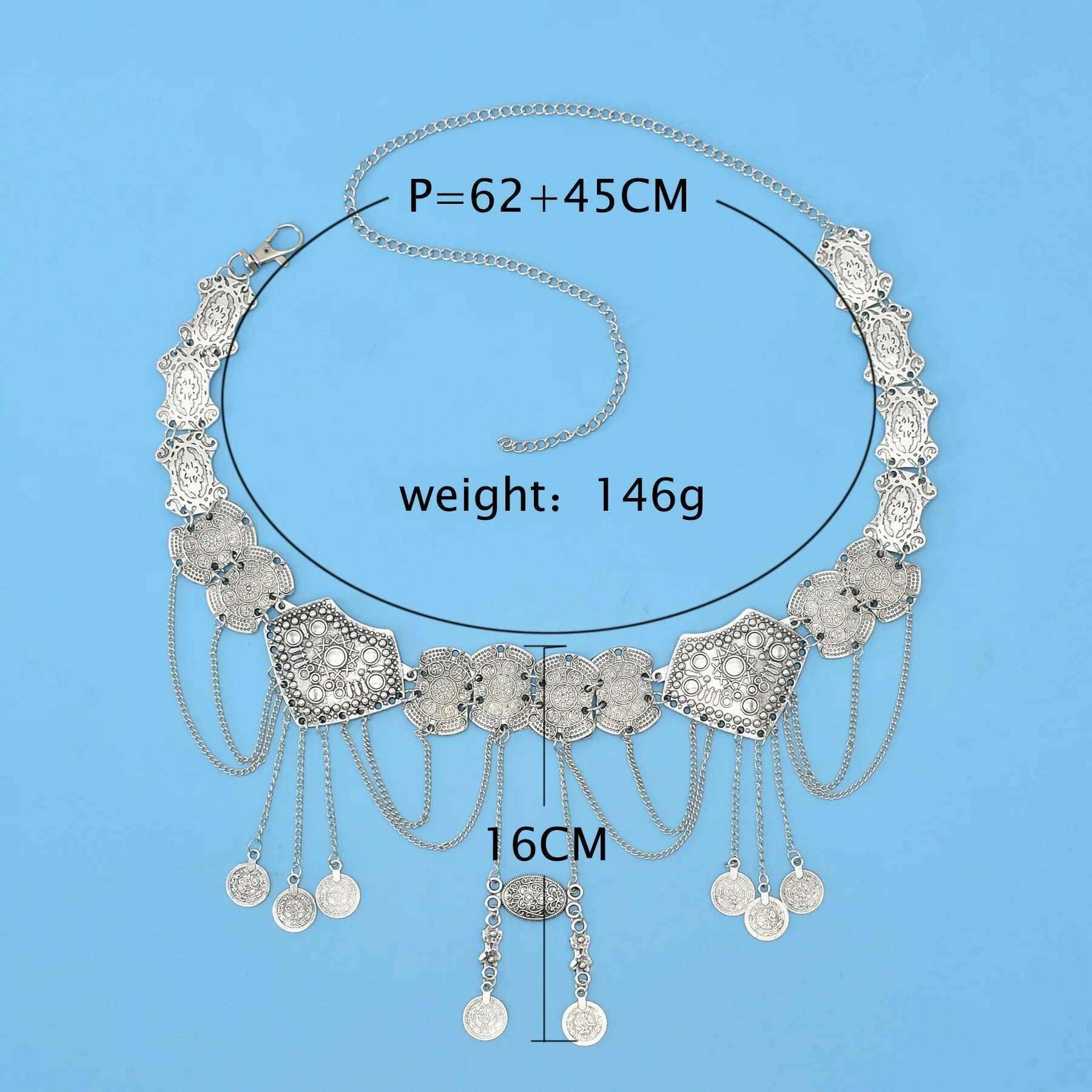 Gypsy Vintage Metal Coin Tassel Belly Waist Dance Body Chains for Women Boho Hippie Coin Tassel Dress Belt Afghan Party Jewelry - KIMLUD