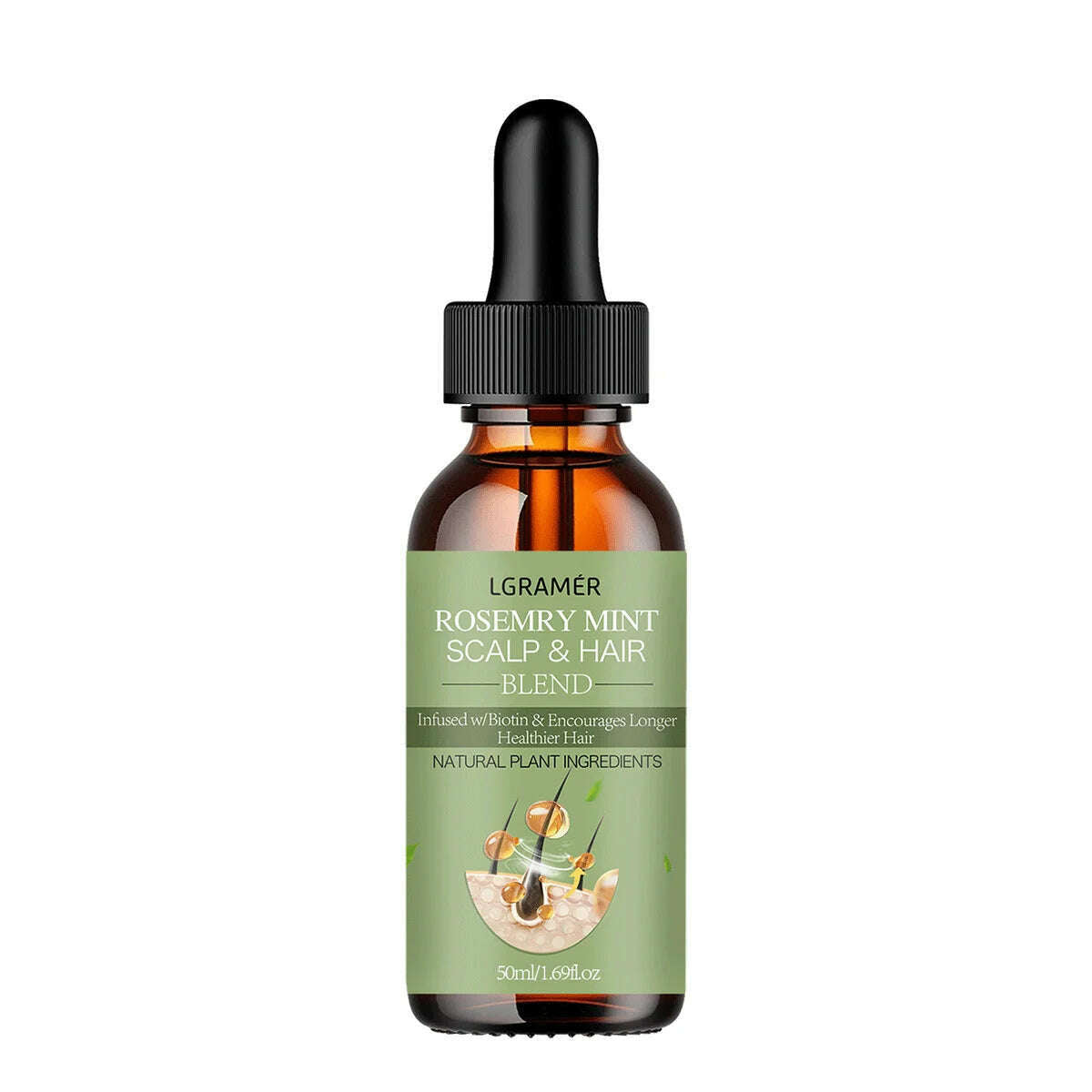 KIMLUD, Hair Growth Essential Oil Rosemary Mint Hair Strengthening Oil Nourishing Treatment For Split Ends Dry Organics Hair Care Oil, 50ml, KIMLUD APPAREL - Womens Clothes