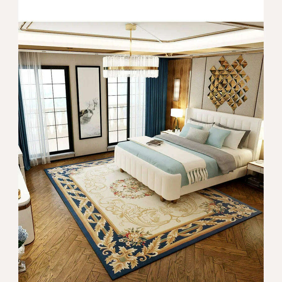 KIMLUD, Hand Carved Rugs For Bedroom Palace Luxury Living Room Carpets Sofa Coffee Table Floor Mat Retro Thick Study Area Rug, KIMLUD Womens Clothes