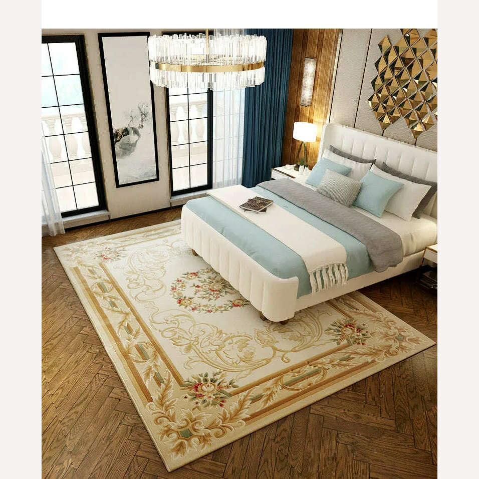 KIMLUD, Hand Carved Rugs For Bedroom Palace Luxury Living Room Carpets Sofa Coffee Table Floor Mat Retro Thick Study Area Rug, KIMLUD Womens Clothes
