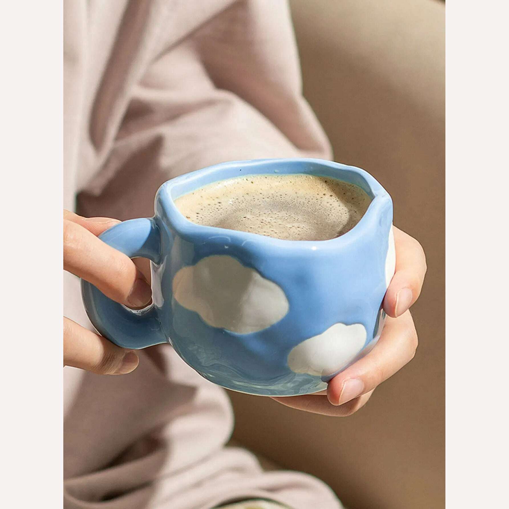 Hand-painted Flower Ceramic Coffee Cup Home Office Mug With Plate Spoon Breakfast Milk Juice Tea Handle Cup Gift Drinkware Set - KIMLUD