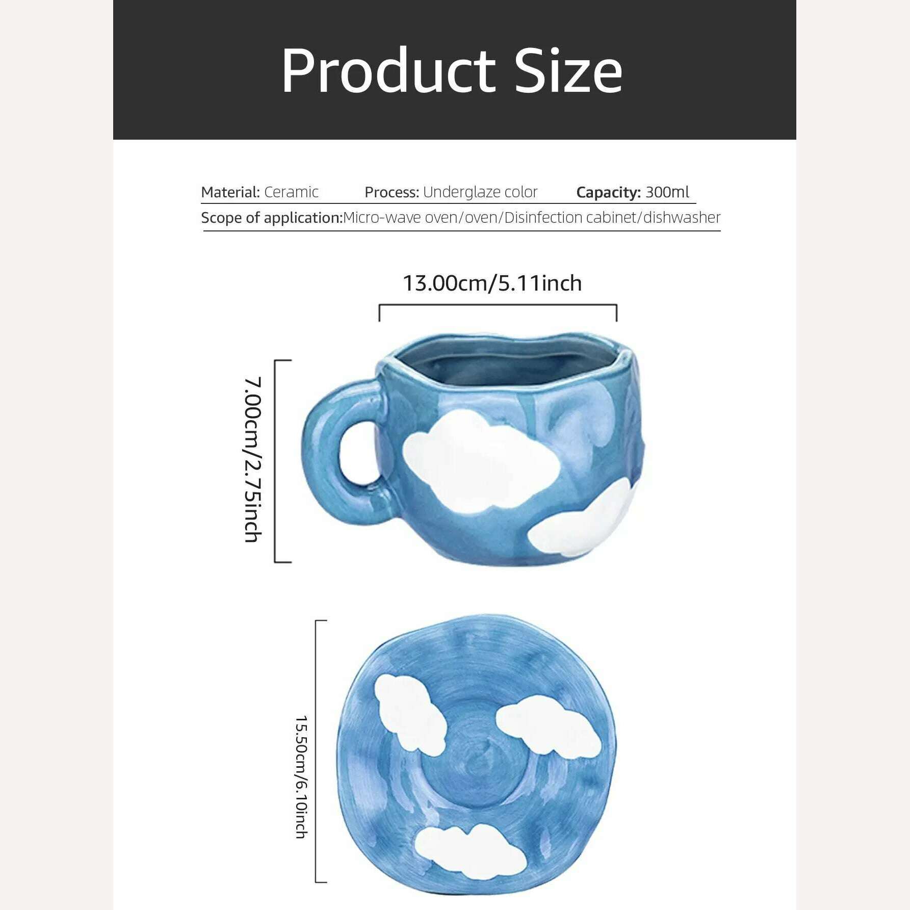 Hand-painted Flower Ceramic Coffee Cup Home Office Mug With Plate Spoon Breakfast Milk Juice Tea Handle Cup Gift Drinkware Set - KIMLUD