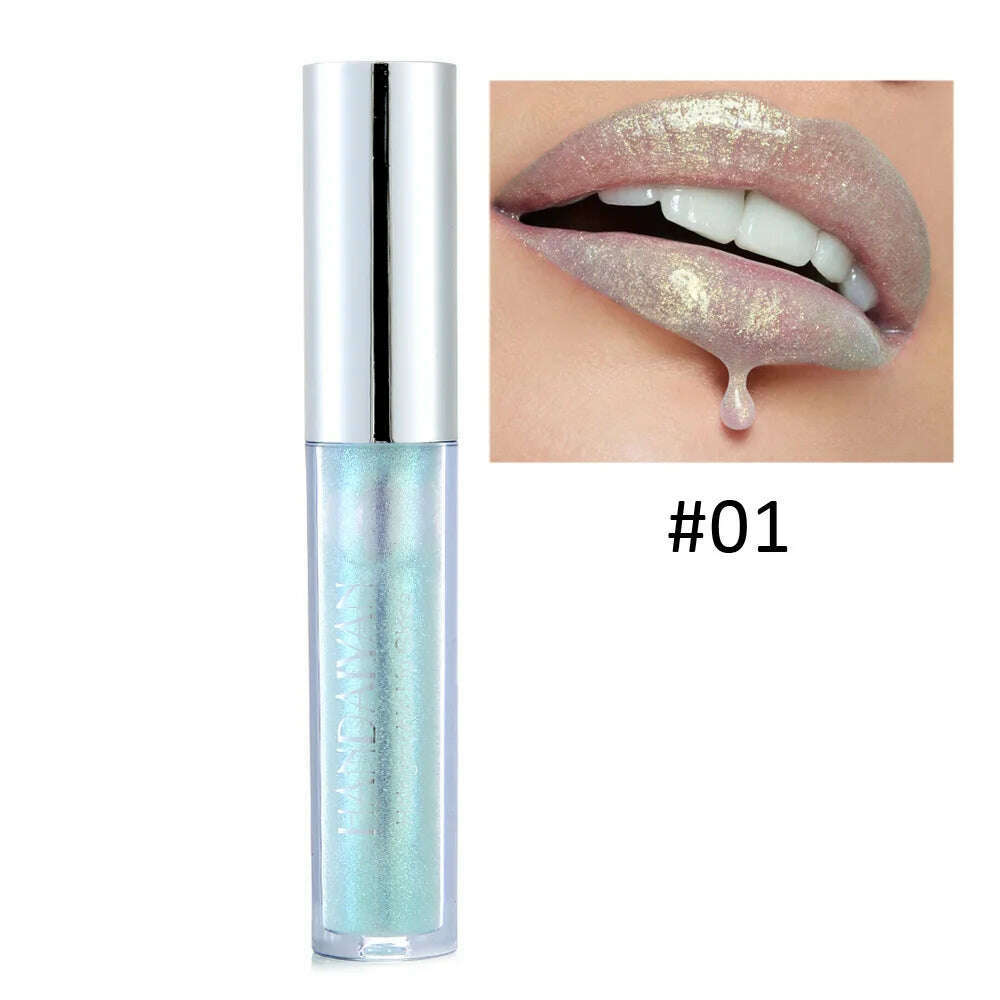 HANDAIYAN 6 Colors Shiny Liquid Lipstick Diamond Metal Lipgloss Waterproof Long-Wearing Makeup Glossy Lipstick Popular Cosmetics - KIMLUD