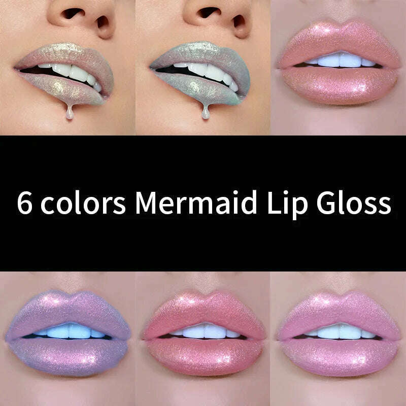 Handaiyan Lip Gloss Longlasting Glitter Lip Glaze Lipstick Liquid Waterproof Moisturize Luminous Shimmer Shiny Lipgloss Makeup - KIMLUD