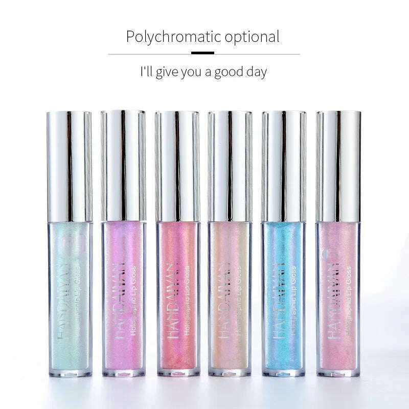 Handaiyan Lip Gloss Longlasting Glitter Lip Glaze Lipstick Liquid Waterproof Moisturize Luminous Shimmer Shiny Lipgloss Makeup - KIMLUD