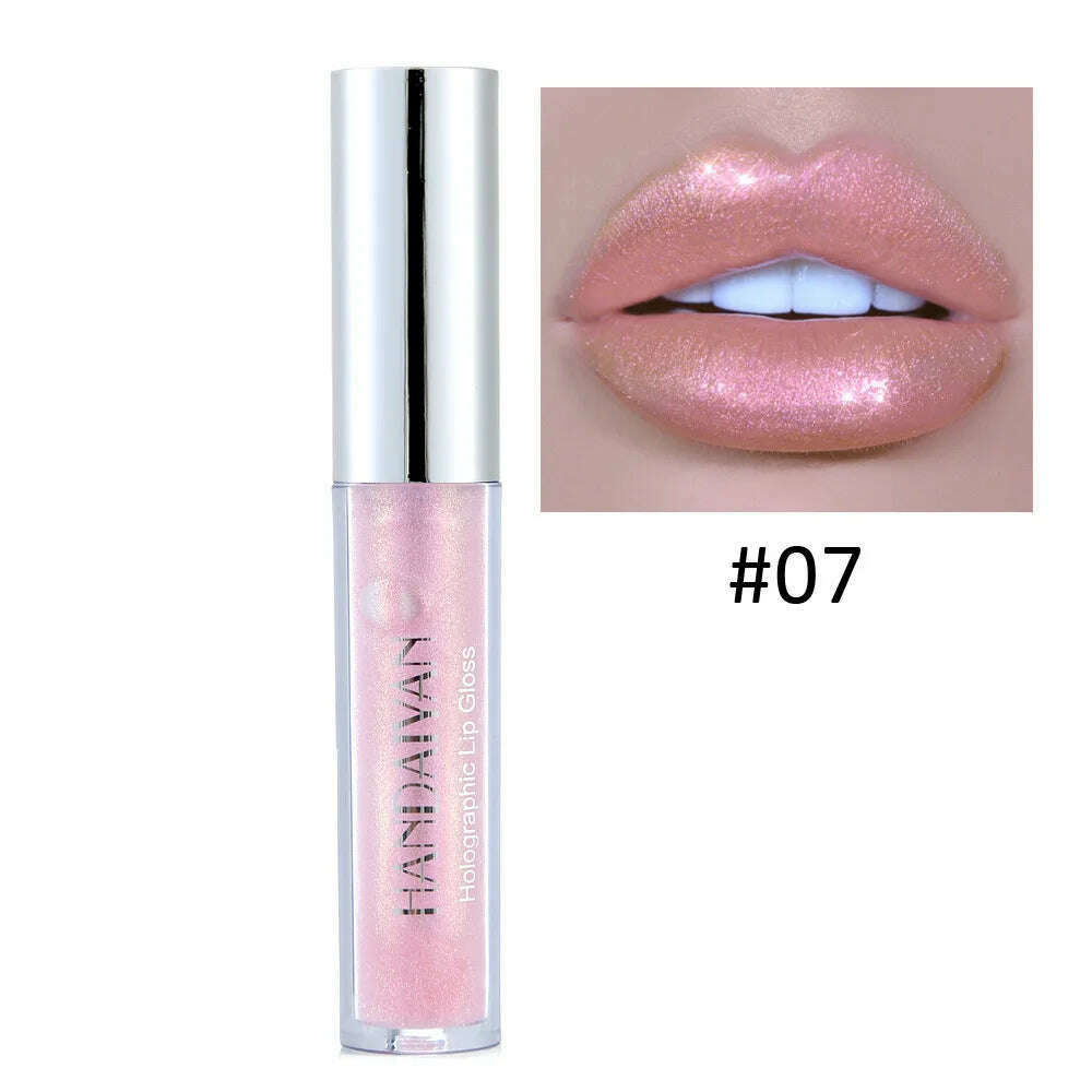 KIMLUD, Handaiyan Lip Gloss Longlasting Glitter Lip Glaze Lipstick Liquid Waterproof Moisturize Luminous Shimmer Shiny Lipgloss Makeup, 07, KIMLUD Womens Clothes