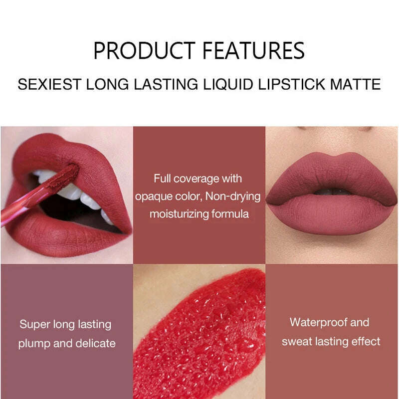 KIMLUD, HANDAIYAN Lipstick 6 Colors Makeup Lip gloss Matte Moisturizing Waterproof Long Lasting Lipstick, KIMLUD Womens Clothes