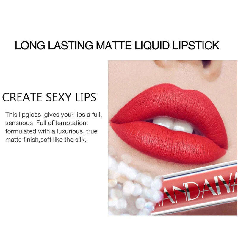 KIMLUD, HANDAIYAN Lipstick 6 Colors Makeup Lip gloss Matte Moisturizing Waterproof Long Lasting Lipstick, KIMLUD Womens Clothes