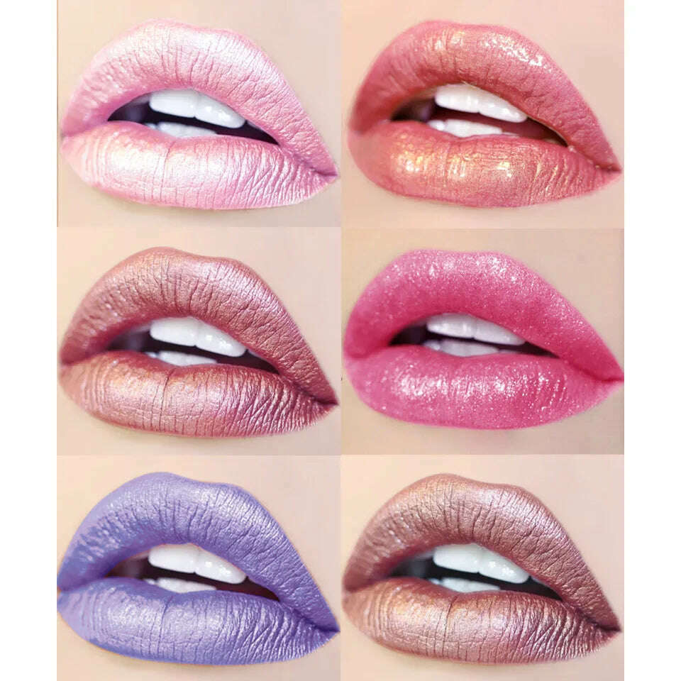 HANDAIYAN Metallic Glitter Matte Liquid Lipstick Lips Makeup Mate Shine Lip Gloss Women Cosmetics Waterproof Lipgloss Cream Tint - KIMLUD