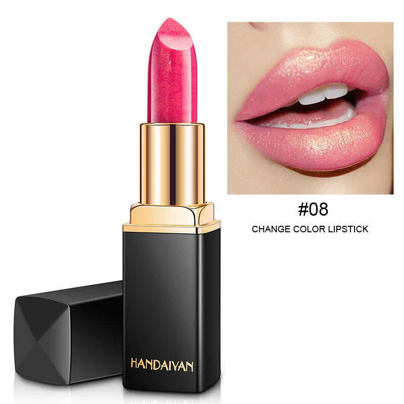 HANDAIYAN metallic pearlescent color changing temperature gold flash lipstick women's lips High-pigmented Makeup cosmetics - KIMLUD