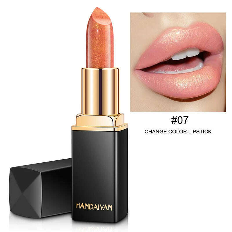 HANDAIYAN metallic pearlescent color changing temperature gold flash lipstick women's lips High-pigmented Makeup cosmetics - KIMLUD
