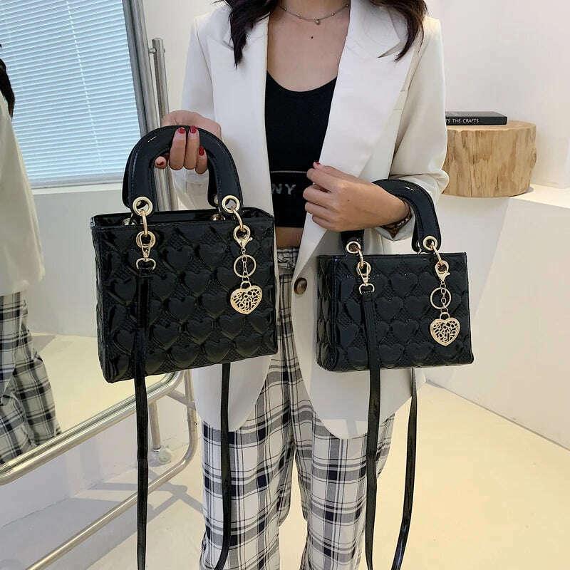 KIMLUD, Handbag 2021 Women Totes High Quality Fashion Classic Quilted Square Handle Bag Women Crossbody Shoulder Bags, KIMLUD Womens Clothes