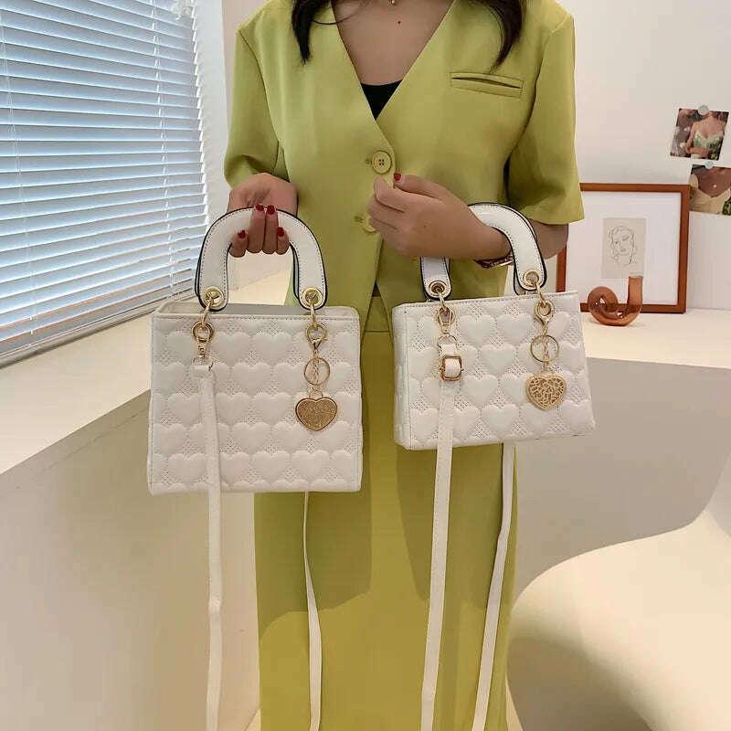 KIMLUD, Handbag 2021 Women Totes High Quality Fashion Classic Quilted Square Handle Bag Women Crossbody Shoulder Bags, KIMLUD Womens Clothes