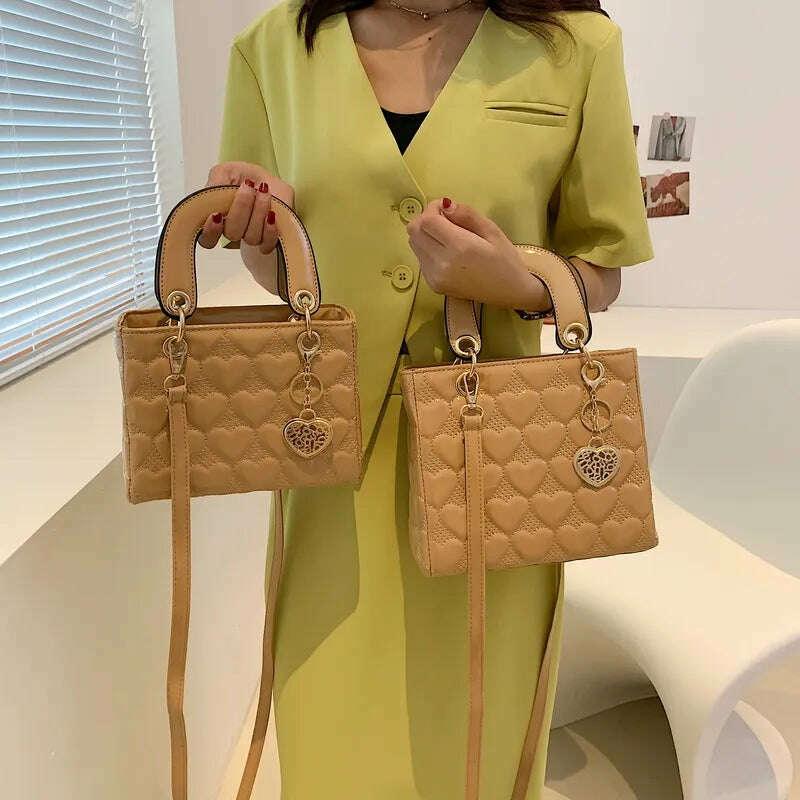 KIMLUD, Handbag 2021 Women Totes High Quality Fashion Classic Quilted Square Handle Bag Women Crossbody Shoulder Bags, KIMLUD Womens Clothes