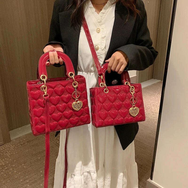 KIMLUD, Handbag 2021 Women Totes High Quality Fashion Classic Quilted Square Handle Bag Women Crossbody Shoulder Bags, KIMLUD Womens Clothes
