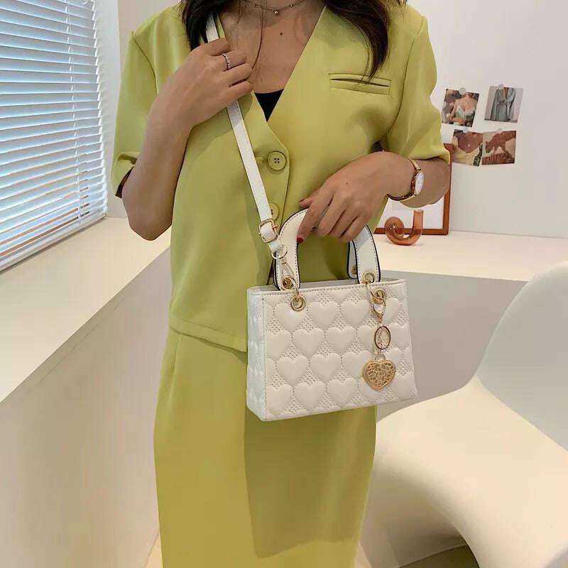 KIMLUD, Handbag 2021 Women Totes High Quality Fashion Classic Quilted Square Handle Bag Women Crossbody Shoulder Bags, KIMLUD Womens Clothes