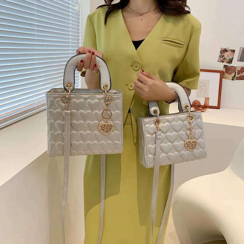 KIMLUD, Handbag 2021 Women Totes High Quality Fashion Classic Quilted Square Handle Bag Women Crossbody Shoulder Bags, KIMLUD Womens Clothes
