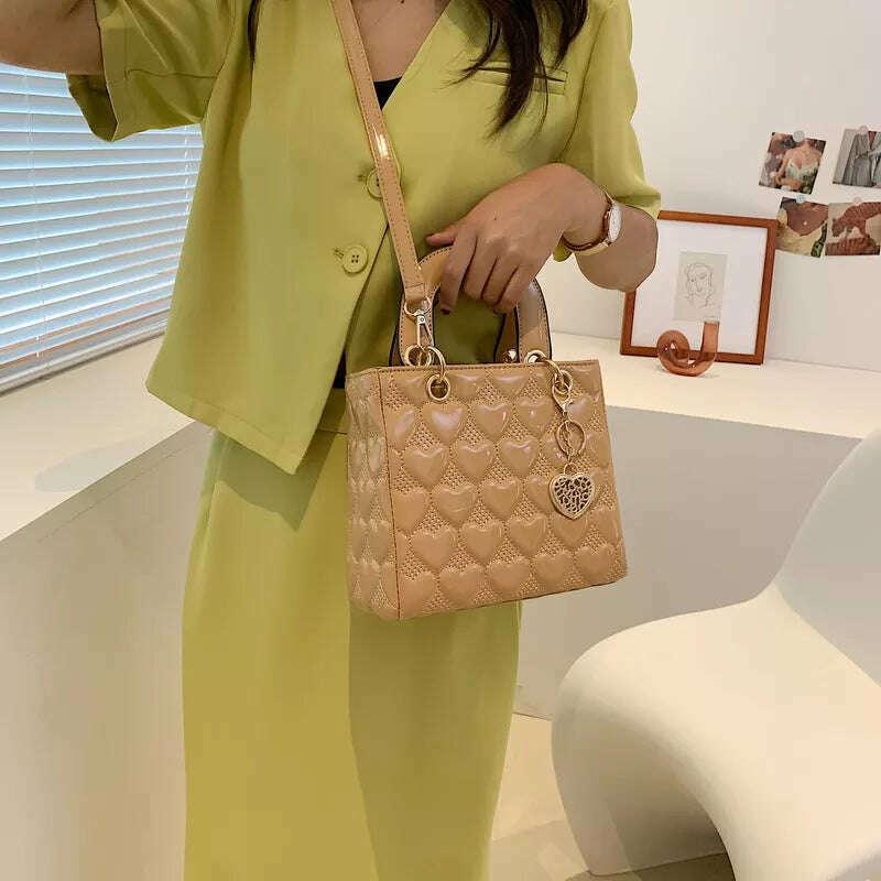 KIMLUD, Handbag 2021 Women Totes High Quality Fashion Classic Quilted Square Handle Bag Women Crossbody Shoulder Bags, KIMLUD Womens Clothes