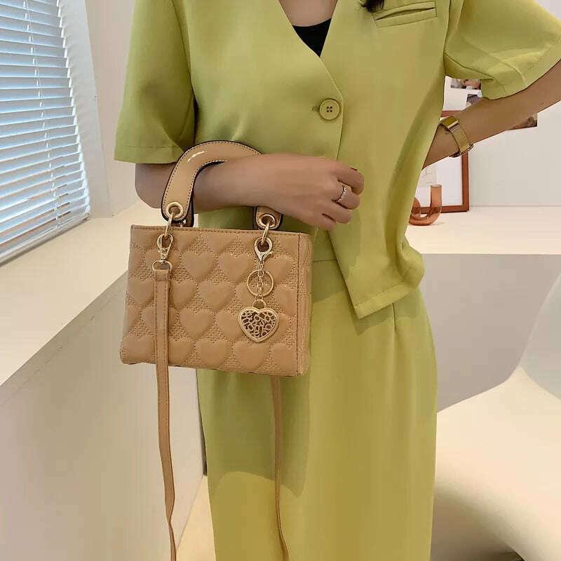 KIMLUD, Handbag 2021 Women Totes High Quality Fashion Classic Quilted Square Handle Bag Women Crossbody Shoulder Bags, KIMLUD Womens Clothes