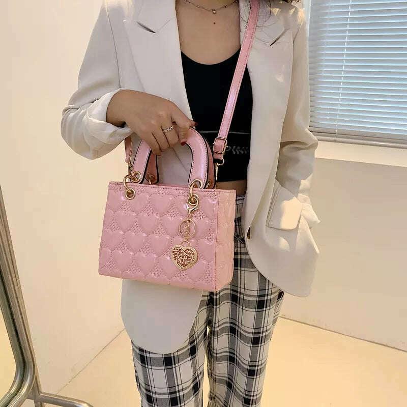 KIMLUD, Handbag 2021 Women Totes High Quality Fashion Classic Quilted Square Handle Bag Women Crossbody Shoulder Bags, KIMLUD Womens Clothes