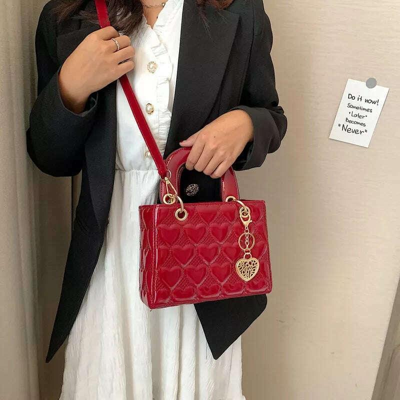KIMLUD, Handbag 2021 Women Totes High Quality Fashion Classic Quilted Square Handle Bag Women Crossbody Shoulder Bags, KIMLUD Womens Clothes