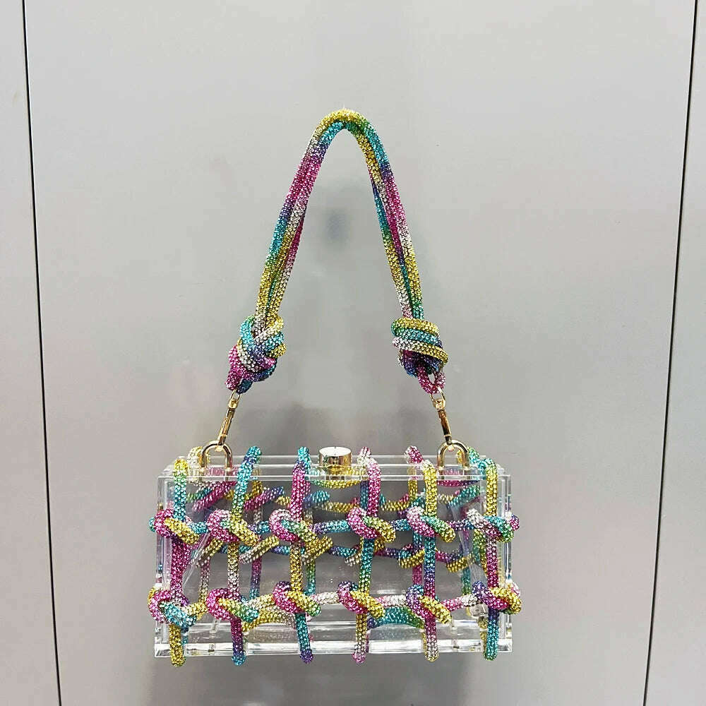 KIMLUD, Handle Rhinestones Evening bag silver Crystal Top Handle Bags for Women Purses and Handbags Luxury Designer banquet bag, Multicolour, KIMLUD APPAREL - Womens Clothes