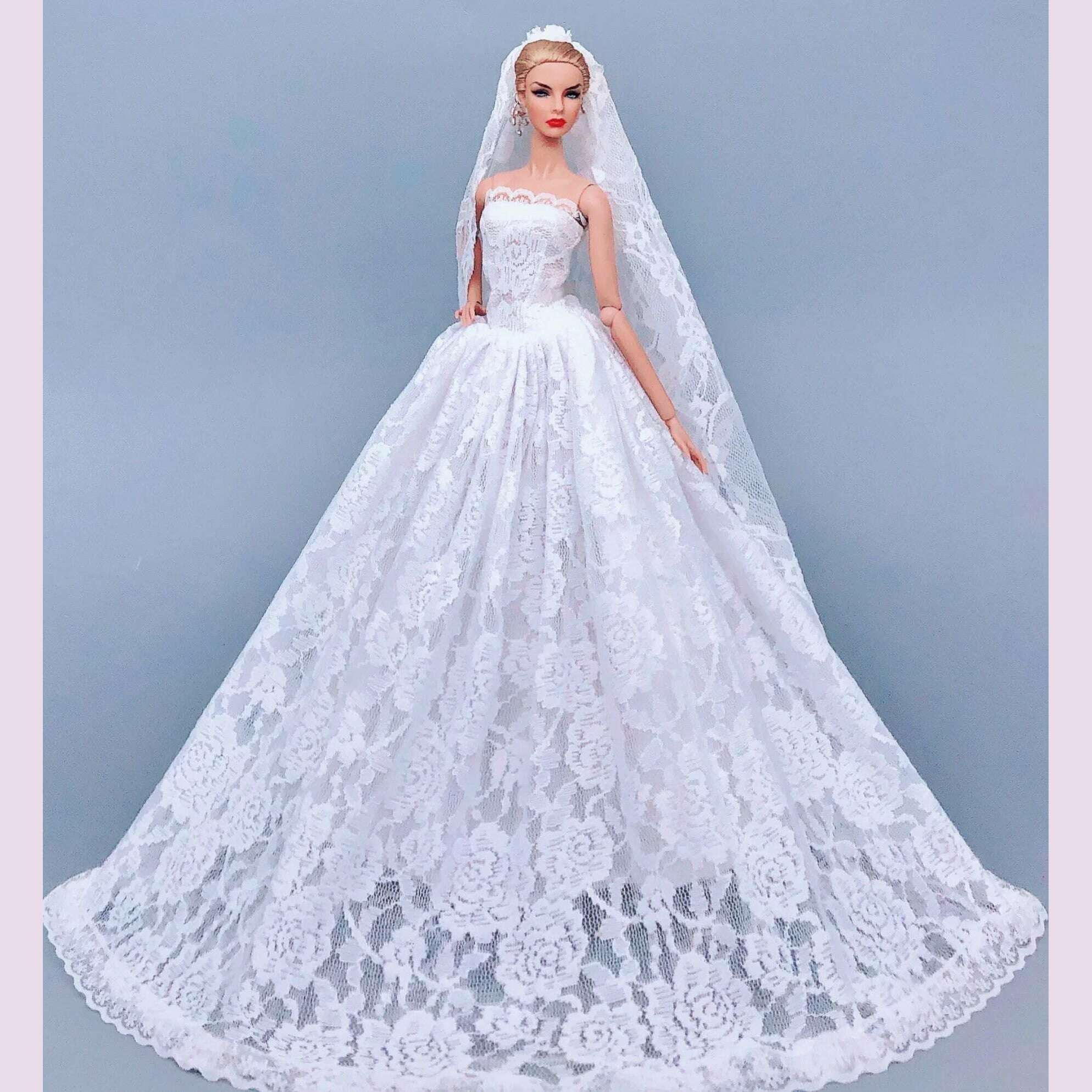 KIMLUD, handmade Clothes for barbie dress for barbie Clothes evening dress doll for barbie accessories wedding dresses clothes lot dolls, KIMLUD Womens Clothes