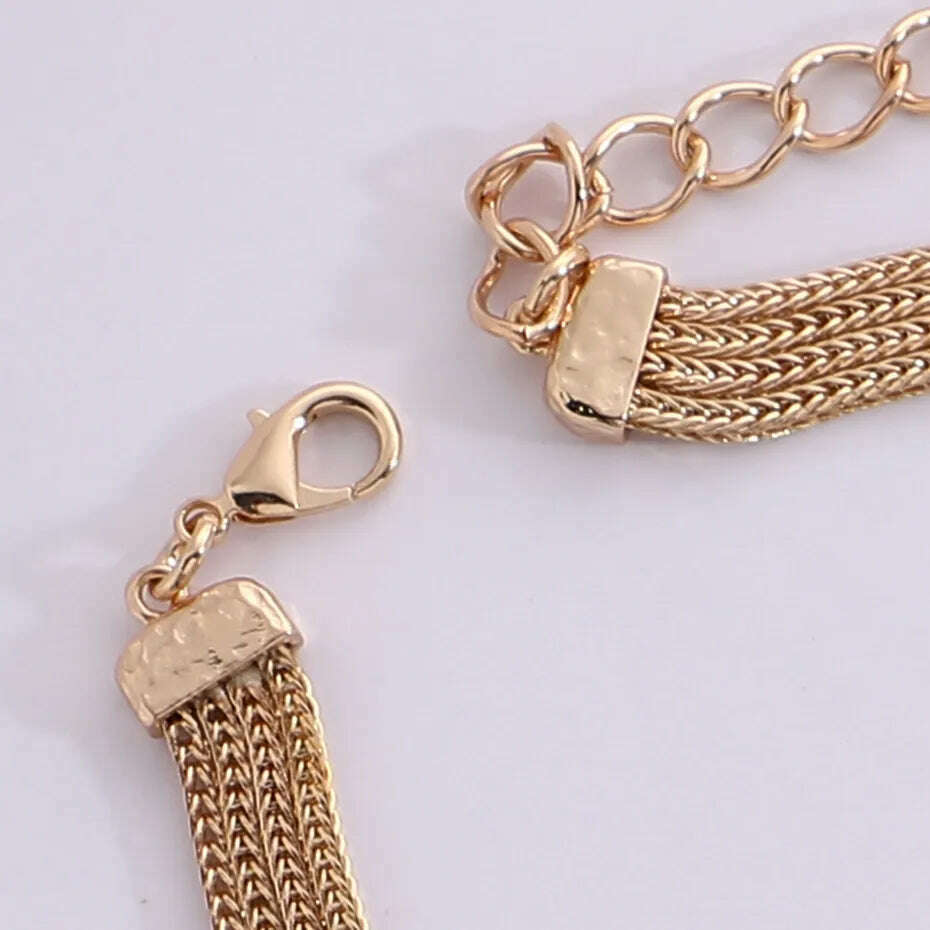 KIMLUD, Handmade Copper Flower Necklace and Earrings Set Fashion Gold Color Jewelry Sets for Women Accessories Trendy Party Gifts, KIMLUD Womens Clothes