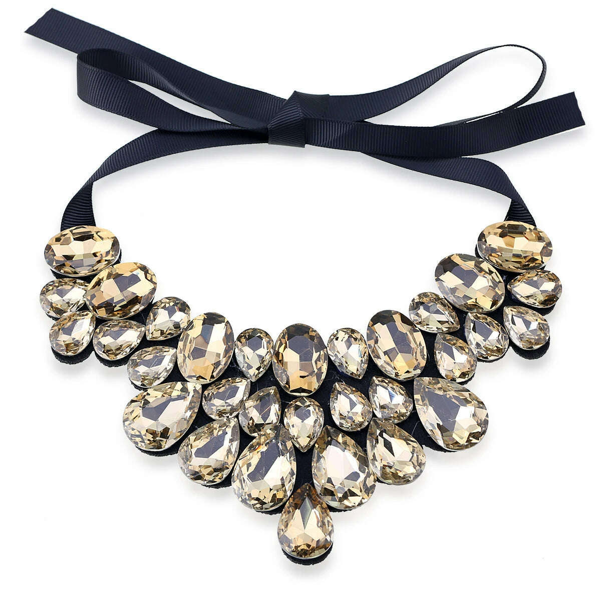 KIMLUD, Handmade Glass Crystal Pendant Necklace for Women Fashion Statement Maxi Necklace 4 Colors Chokers Necklaces Bijoux NK-01634, Coffee, KIMLUD APPAREL - Womens Clothes