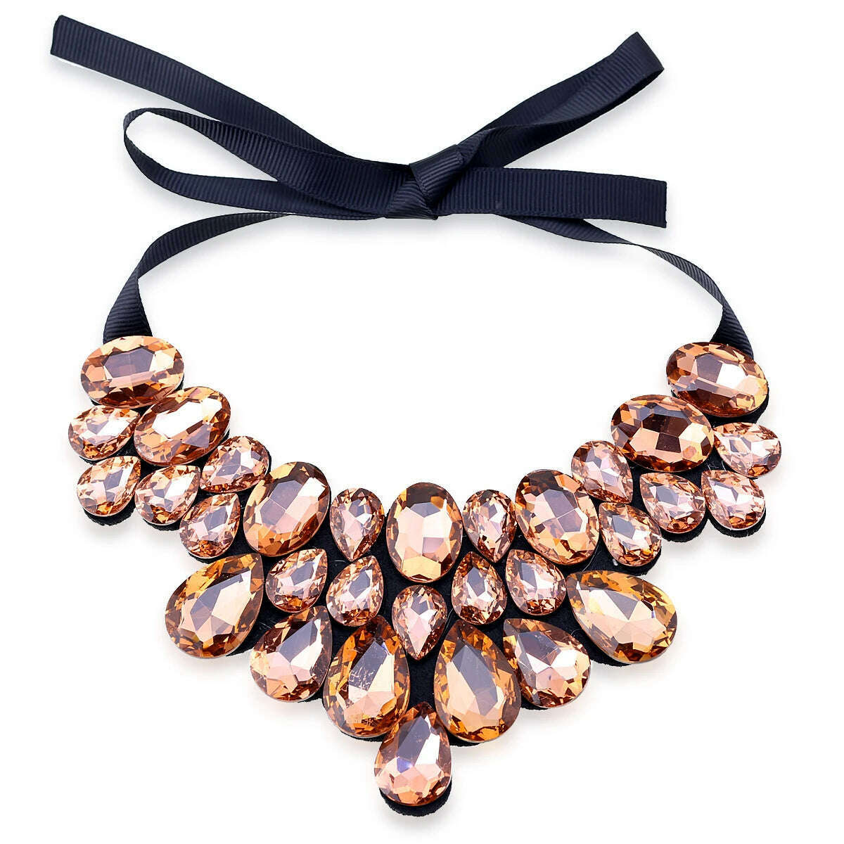 KIMLUD, Handmade Glass Crystal Pendant Necklace for Women Fashion Statement Maxi Necklace 4 Colors Chokers Necklaces Bijoux NK-01634, Pink, KIMLUD APPAREL - Womens Clothes