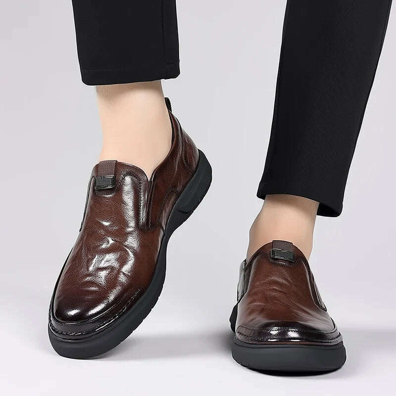 Handmade Men's Casual Flat Platform Walking Shoes Breathable Microfiber Leather Loafers Sneakers for Comfort and Style - KIMLUD