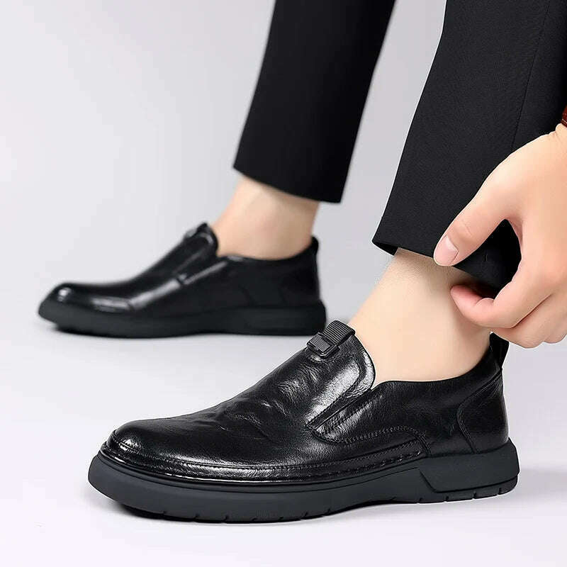 Handmade Men's Casual Flat Platform Walking Shoes Breathable Microfiber Leather Loafers Sneakers for Comfort and Style - KIMLUD