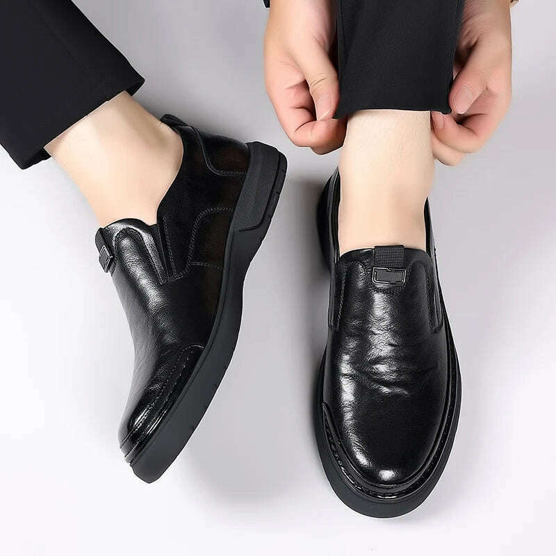 Handmade Men's Casual Flat Platform Walking Shoes Breathable Microfiber Leather Loafers Sneakers for Comfort and Style - KIMLUD